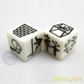 1inch white custom sculpted game dice 25MM